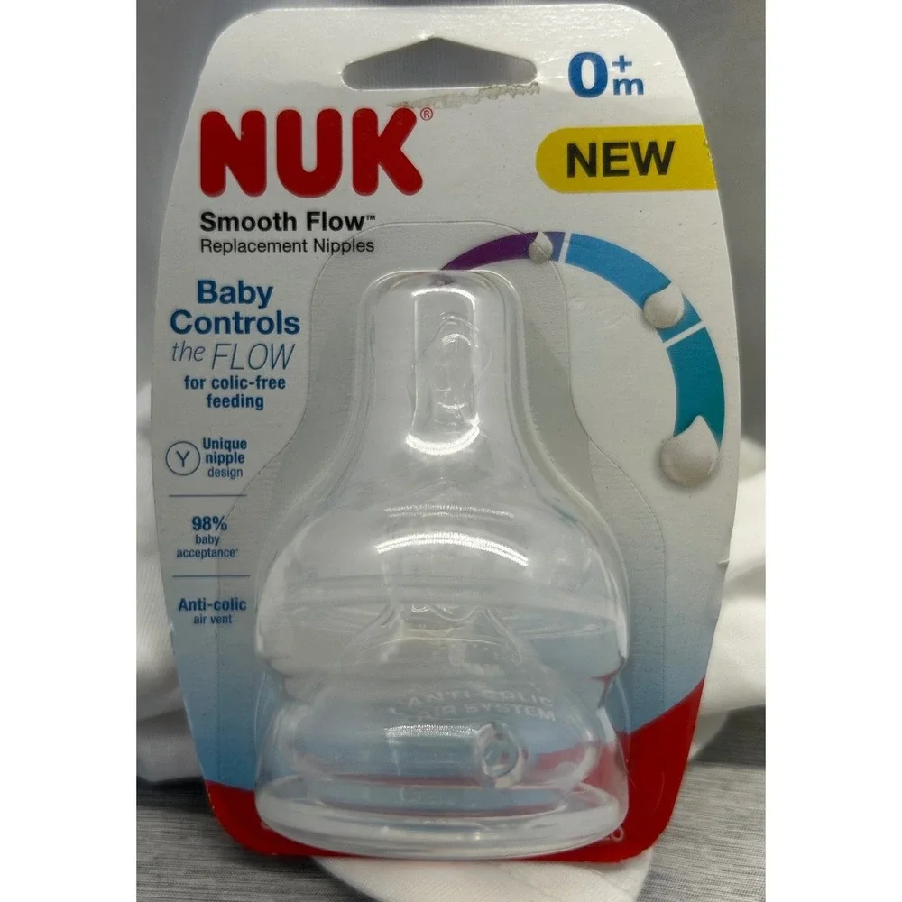 NUK Smooth Flow Replacement Nipples 0+ Months‎ Anti-Colic Baby Bottle Nipple NEW